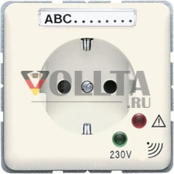 Розетка SCHUKO Jung 521ZNAUF, 16 А, 250 В ~, винтовые клеммы, с индикацией функций, с защитой от перенапряжения, с полем для надписи, дюропласт, серия CD, белая