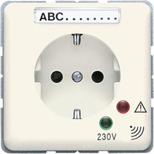 Розетка SCHUKO Jung 521ZNAUF, 16 А, 250 В ~, винтовые клеммы, с индикацией функций, с защитой от перенапряжения, с полем для надписи, дюропласт, серия CD, белая
