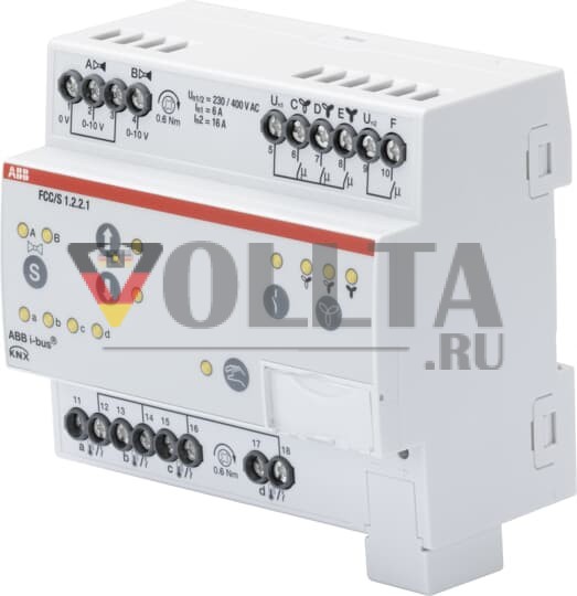 ABB Stotz-Kontakt FCC/S1.2.2.1, контроллер фанкойла, 2 x 0-10 В, ручное управление, 3 ступени, REG, 2CDG110213R0011