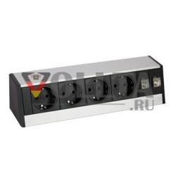EVOline R-Dock DATA MEDIUM / 4x питания / 2x RJ45 / без зажима / серебристый