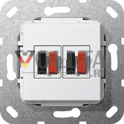 Gira 569303 System55 Аудио-розетка двойная,  цвет:чисто белый, тон:глянец