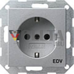 Gira 045826 System55 SCHUKO-розетка  16А, со штампом EDV (электронная обработка данных) цвет: алюминевый
