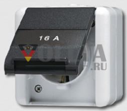 Jung 820KOGNNAW WG800 SCHUKO-розетка 16А, c откидной крышкой цвет: зеленый,