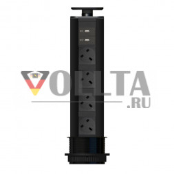 Зарядное устройство EVOline Port 2x USB / Полностью черный / 4 розетки (британского типа)