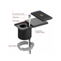 EVOline Square 80 с зарядным устройством Qi / 1x блок питания / 1x зарядное устройство USB / Оптика из нержавеющей стали