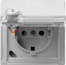 Gira 044965 TX44 SCHUKO-розетка 16А, с одинаковыми запираниями (замками) цвет: алюминевый