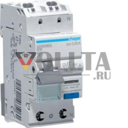 Hager ADS966D RCD/MCB 1P+N 6kA C16A 0.03AA QC&amp;QB