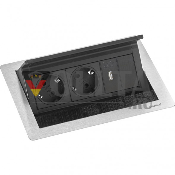 Зарядное устройство EVOline Fliptop Push S USB / 2 порта питания (VDE) / 1 порт USB