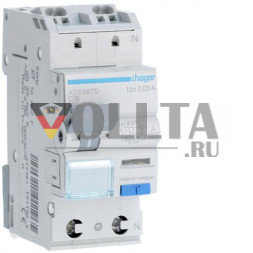 Устройство защитного отключения Hager ADS967D 1P+N 127 В 6 кА C-16A 30 мА Тип A QC