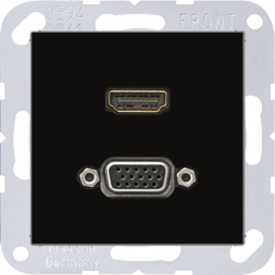 Система мультимедийного подключения Jung MAA1173SW HDMI/VGA, серия A, черный