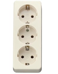 Тройная розетка SCHUKO® Jung 10S23LA, без разгрузки натяжения, белая