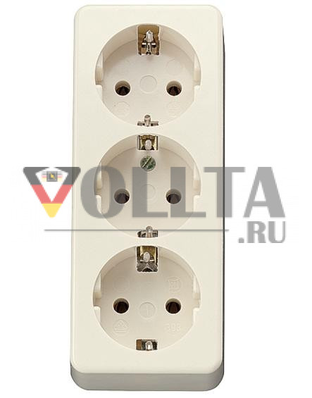 Тройная розетка SCHUKO® Jung 10S23LA, без разгрузки натяжения, белая