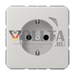Розетка SCHUKO Jung BTCD1521SLG, 16 А, 250 В ~, винтовые клеммы, с индикацией функций, встроенная повышенная защита от прикосновений, SAFETY+, термопластик, серия CD, светло-серый