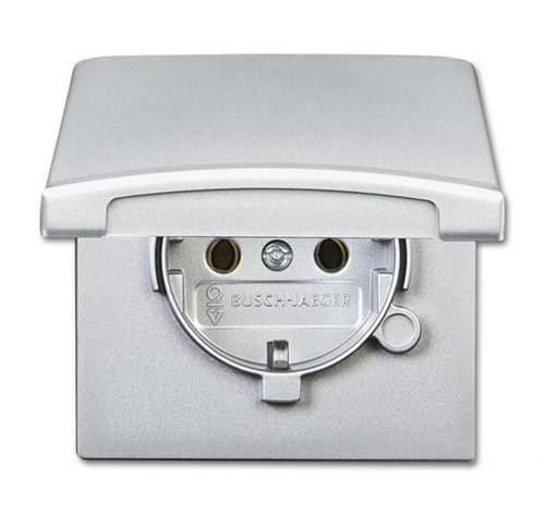 Busch-Jaeger 20 EUGK-33-101 розетка SCHUKO®, с откидной крышкой, алюминий, серебристый