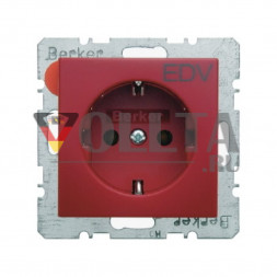 Berker 47438922 S1 SCHUKO-розетка 16А, со штампом EDV (электронная обработка данных) цвет: красный, тон:глянец