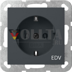 Gira 445828 выходные данные EDV System 55 розетка Anthra SCHUKO