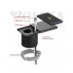 EVOline Square80 с зарядным устройством Qi / 1x блок питания / 1x USB-зарядное устройство / черный
