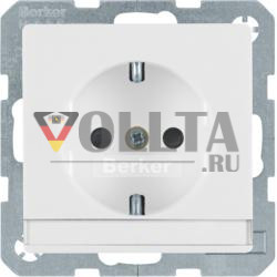 Berker 41496089 розетка SCHUKO с полем для надписи полярно-белый включая Berker Q.1/Q.3