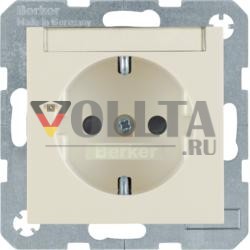Berker 41498982 Розетка SCHUKO с полем для надписи белая, глянцевая Berker S.1