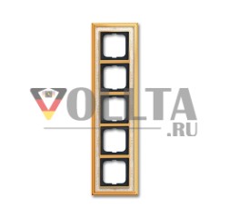 Busch-Jaeger 1725-836 рамка крышки, 5-позиционная рамка полированная латунь декор слоновая кость белый