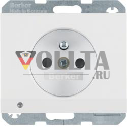 Berker 6765107009 Розетка с защитным контактным штифтом и светодиодной подсветкой для ориентации, полярно-белый, глянцевый