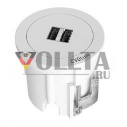 EVOline One / Двойное зарядное устройство USB Type-AC / Белое защитное кольцо