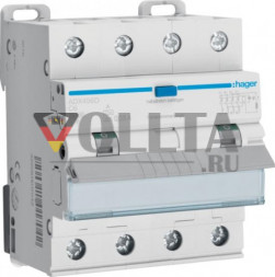 Переключатель Hager ADX456D FI/LS 4-полюсный 10 кА C6A 0.03AA