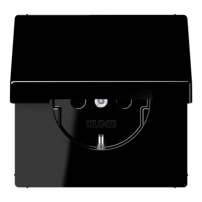 Розетка SCHUKO Jung LS1520NKLSW, 16 А, 250 В ~, без лапок, откидная крышка, дюропласт, серия LS, черная