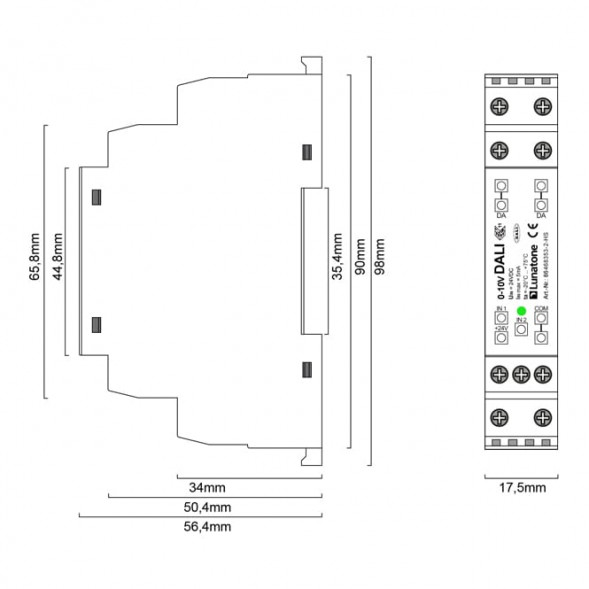 LUNATONE 86468353-2-HS Вход интерфейса DALI 0-10 В | 2-канальный
