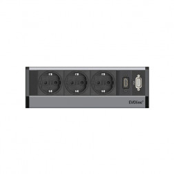 EVOline R-Dock Multimedia / 3 разъема / 1 HDMI / 1 VGA / Боковые панели черные